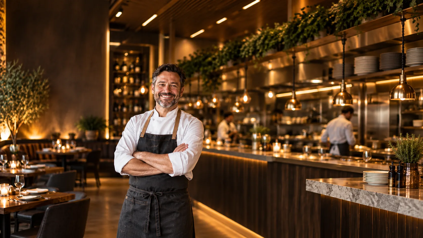 Restaurant chef inside his restaurant